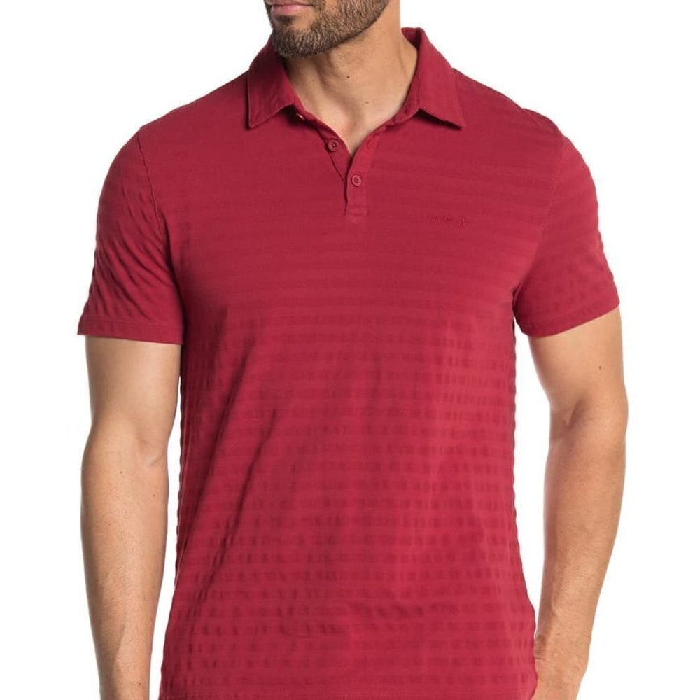 JOHN Varvatos BNWT Polo Shirt Textured Stripe Red
